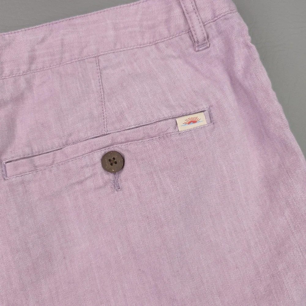 Faherty Shorts Mens 36 Pink Linen Cotton Stretch‎ Chino 7 Inch Summer Casual